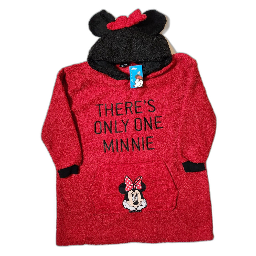 Disney Minnie Mouse Oversized Kids Poncho One Size Red Hooded